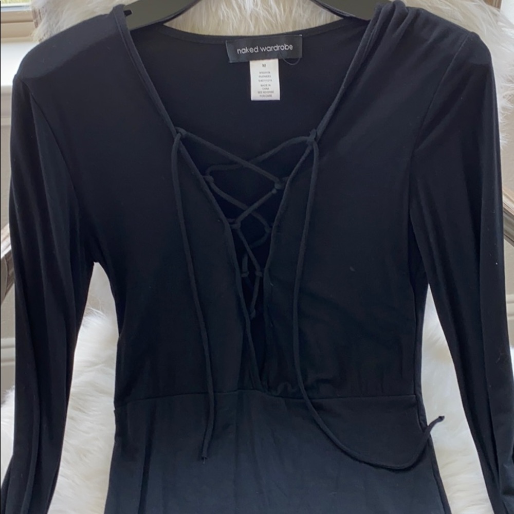 Long sleeve lace up dress